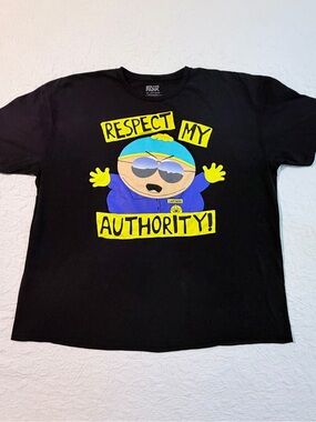 South Park | Cartman | Respect My Authority | Black | Graphic T-Shirt | Size 3XL